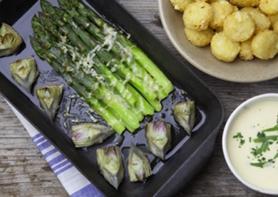 Asperges en artisjokken uit de oven