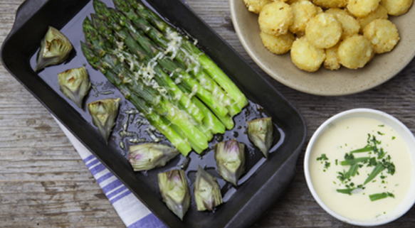 Asperges en artisjokken uit de oven